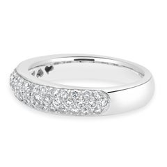 18 Karat White Gold Pave Diamond Three Row Band