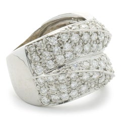 18 Karat White Gold Pave Diamond Wave Cigar Band