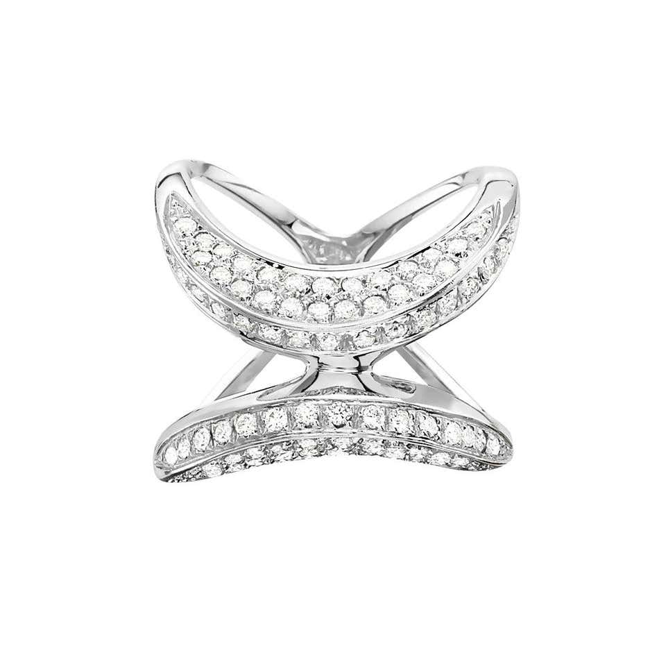 18 Karat White Gold Diamond Pave Ring Pinky Unisex For Sale at 1stDibs ...