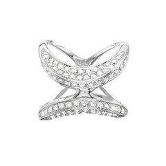 18 Karat Weißgold Pave Diamant X Cocktail-Ring