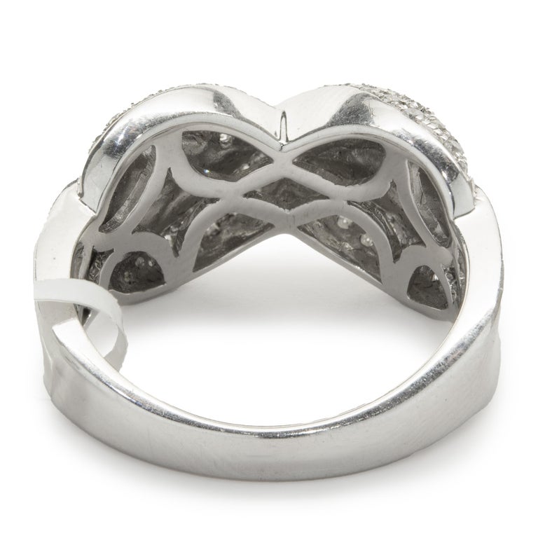 18 Karat White Gold Pave Diamond X Ring For Sale at 1stDibs