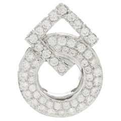18 Karat White Gold Pave Geometric Drop Pendant