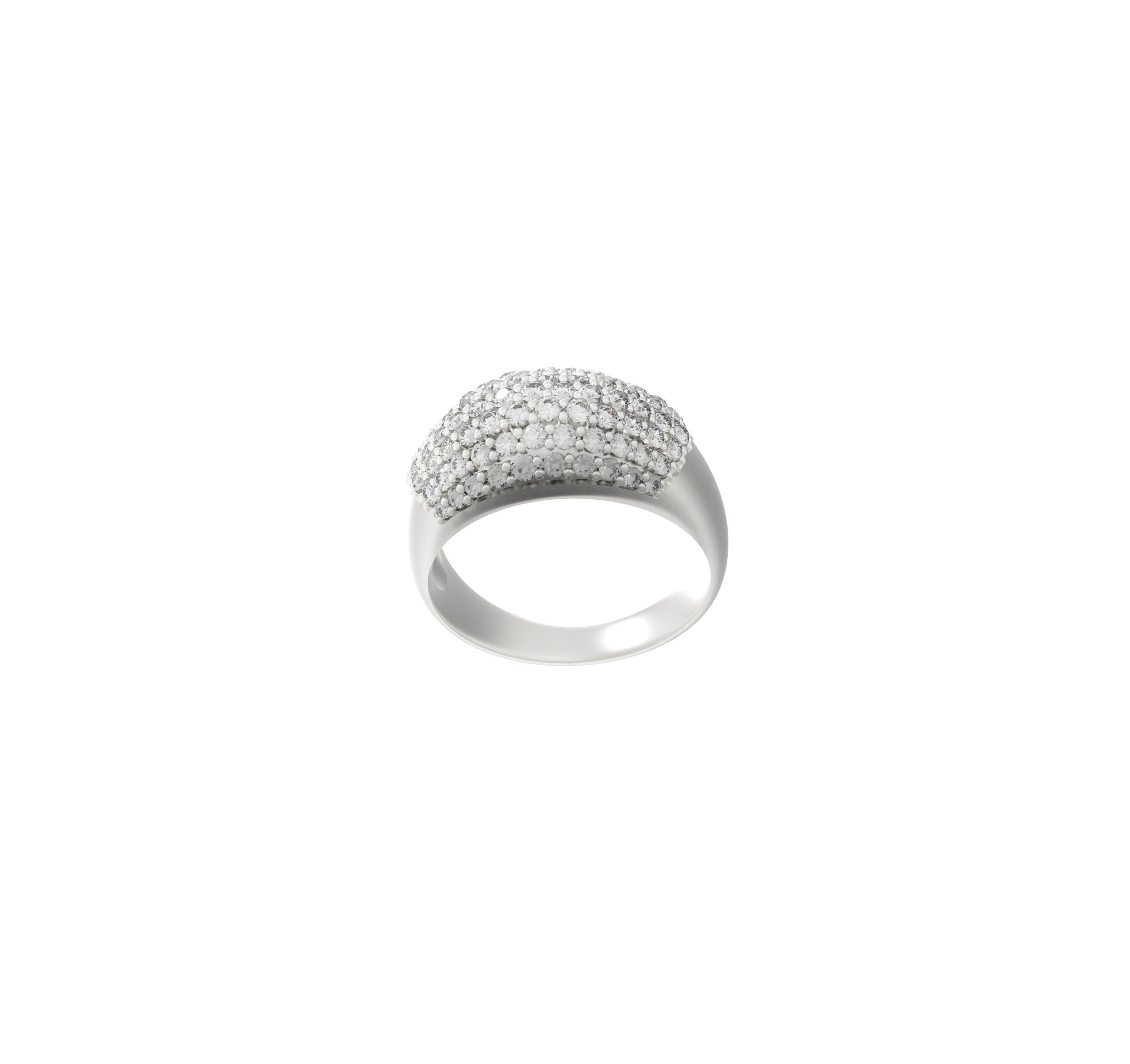 Eighteen Karat White Gold Pave Ring with Two Carats Diamonds For Sale 1