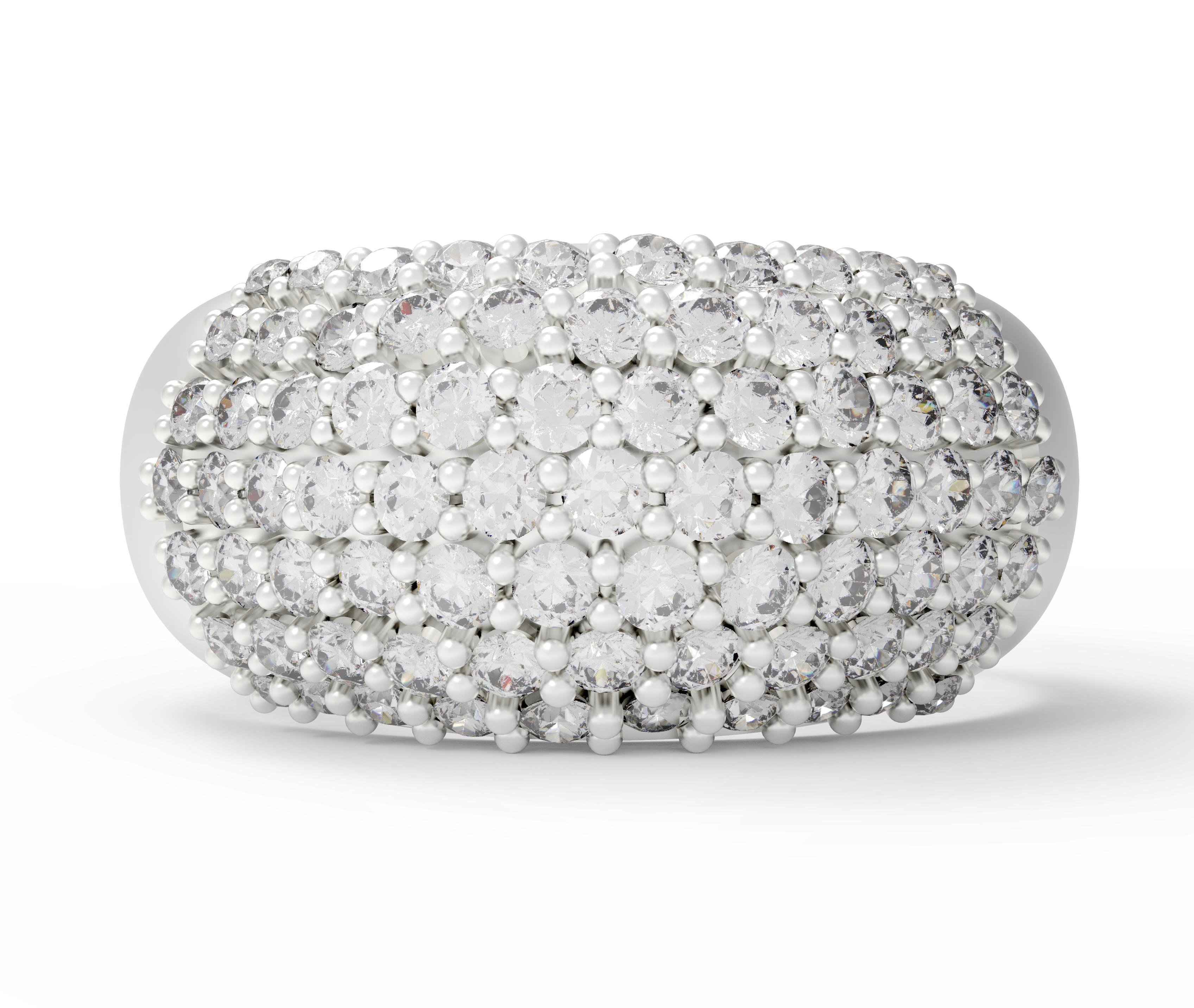 Eighteen Karat White Gold Pave Ring with Two Carats Diamonds For Sale 2