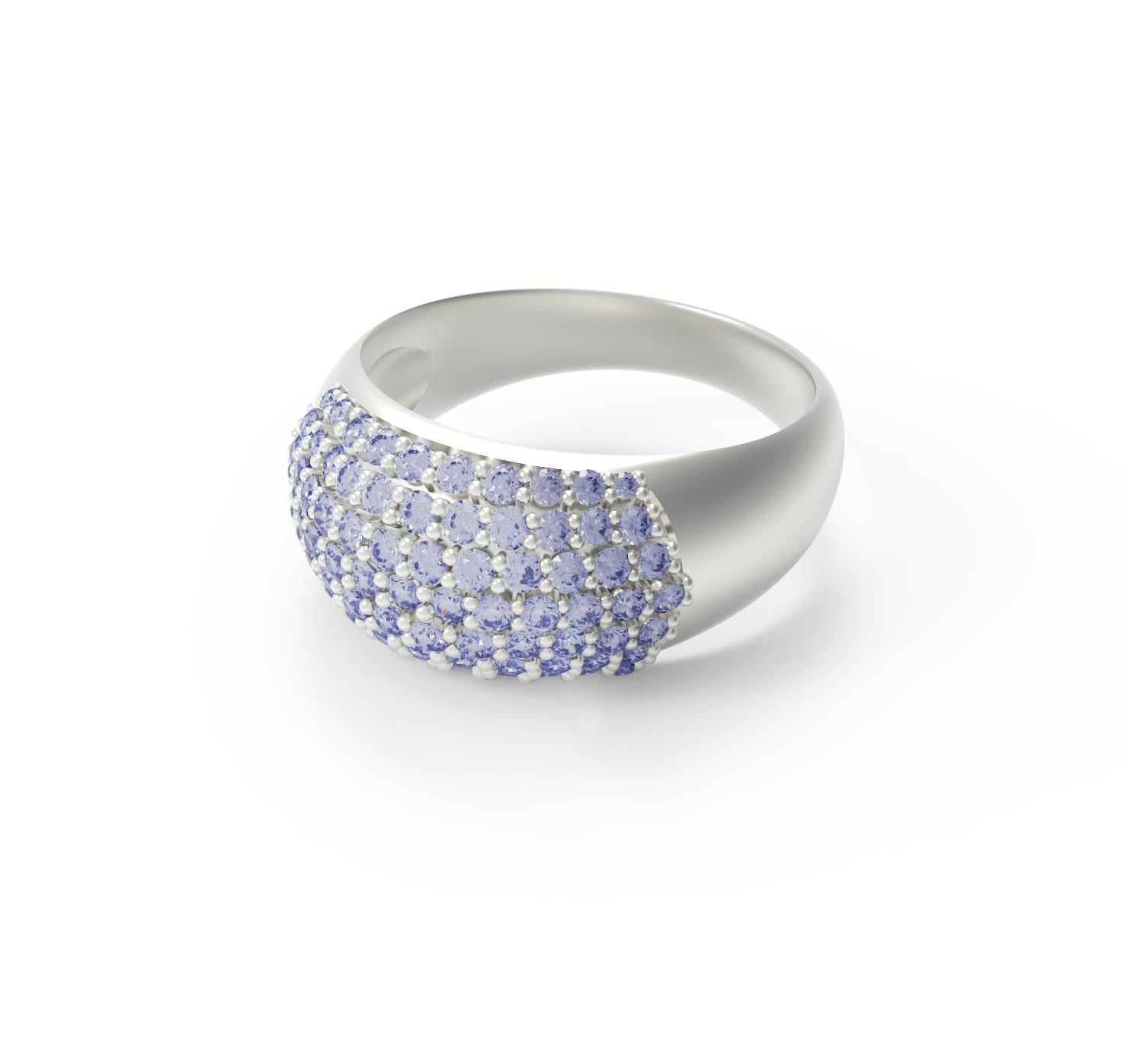 Eighteen Karat White Gold Pave Ring with Two Carats Tanzanites For Sale 1