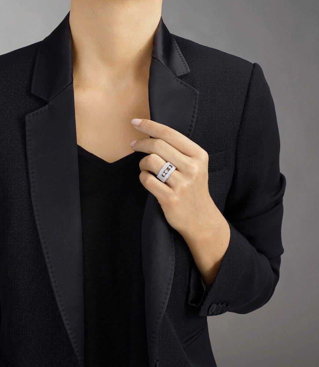 18 Karat Weißgold Pave-Ring mit schwenkbaren Diamanten von Messika, Paris für Damen oder Herren im Angebot