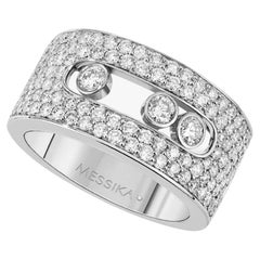 18 Karat White Gold Pave Ring with Moving Diamonds by Messika, Paris