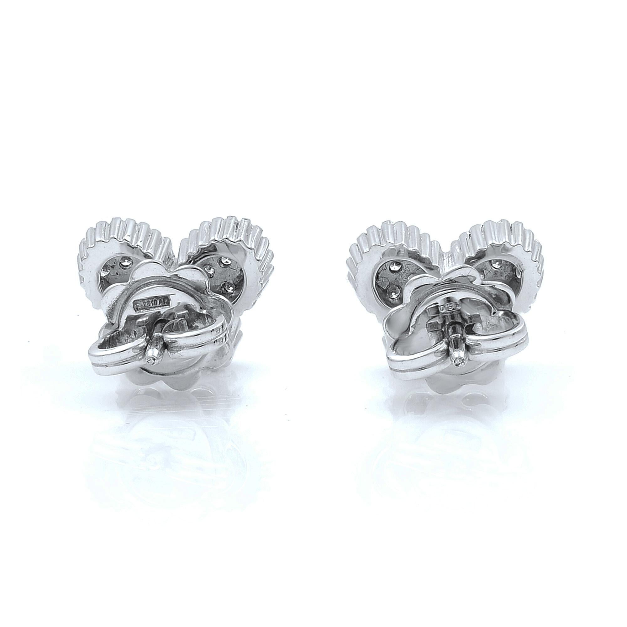 18 Karat White Gold Pave Set Diamond Butterfly Stud Earrings 0.48 Carat In New Condition In New York, NY
