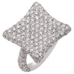 18 Karat White Gold Pavé Set Diamond Square Face Cocktail Ring