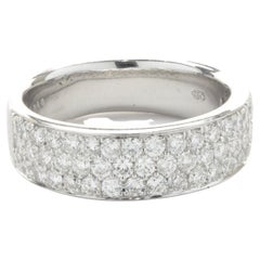 18 Karat White Gold Pave Three Row Diamond Band
