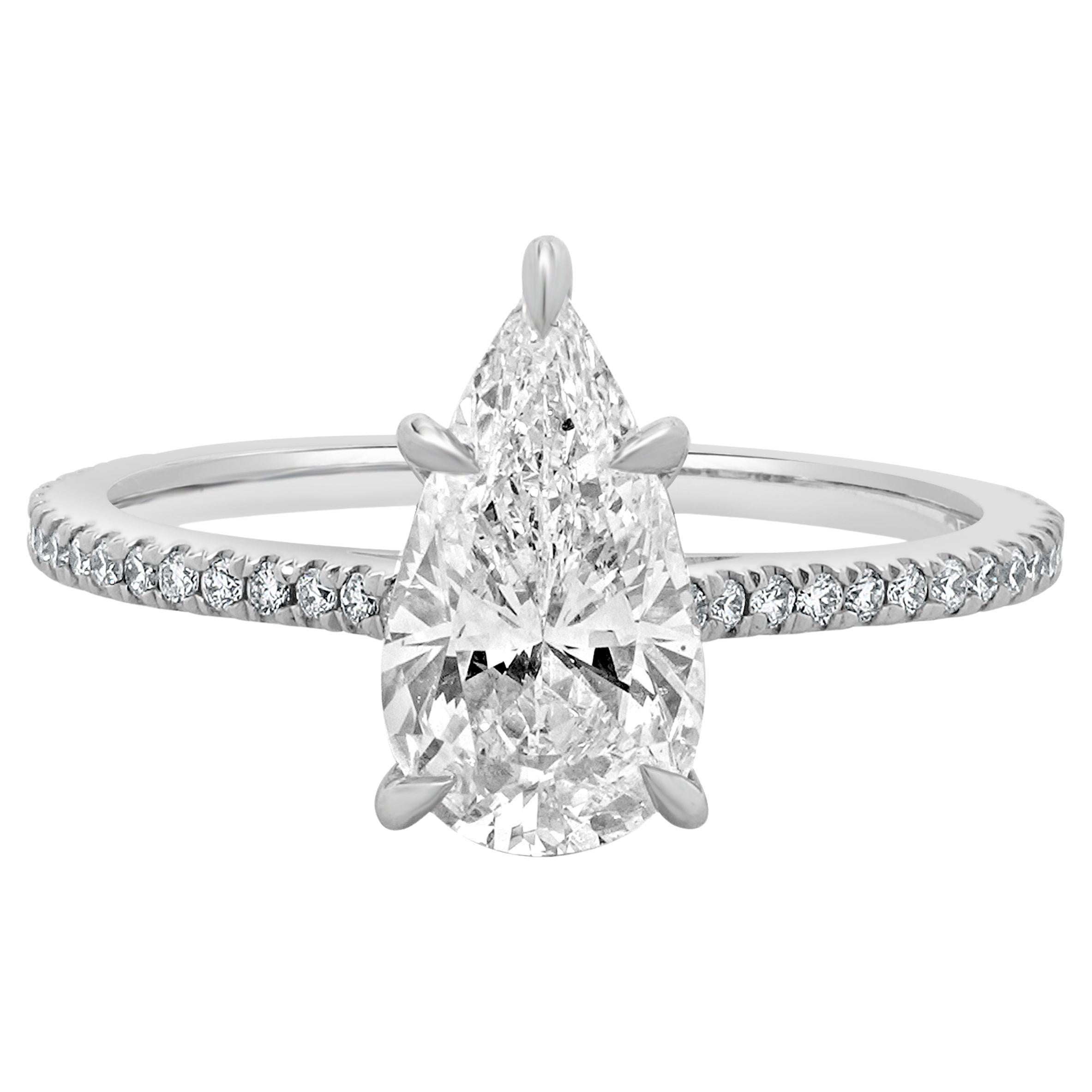 18 Karat White Gold Pear Cut Diamond Engagement Ring