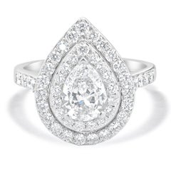 18 Karat White Gold Pear Cut Diamond Engagement Ring