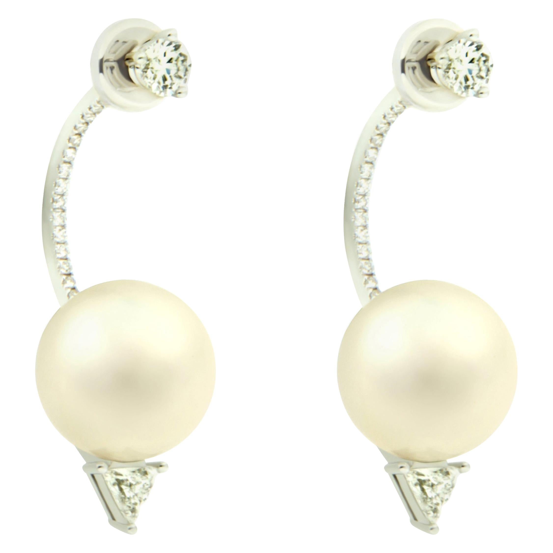 DELFINA DELETTREZ 18 Karat White Gold Pear Diamond Earrings For Sale
