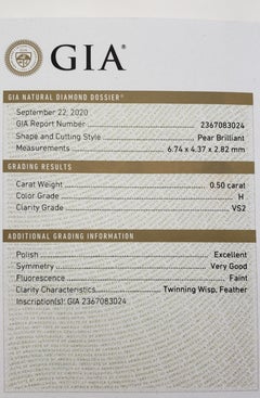 18 Karat White Gold Pear Diamond Pendant Necklace GIA Certified