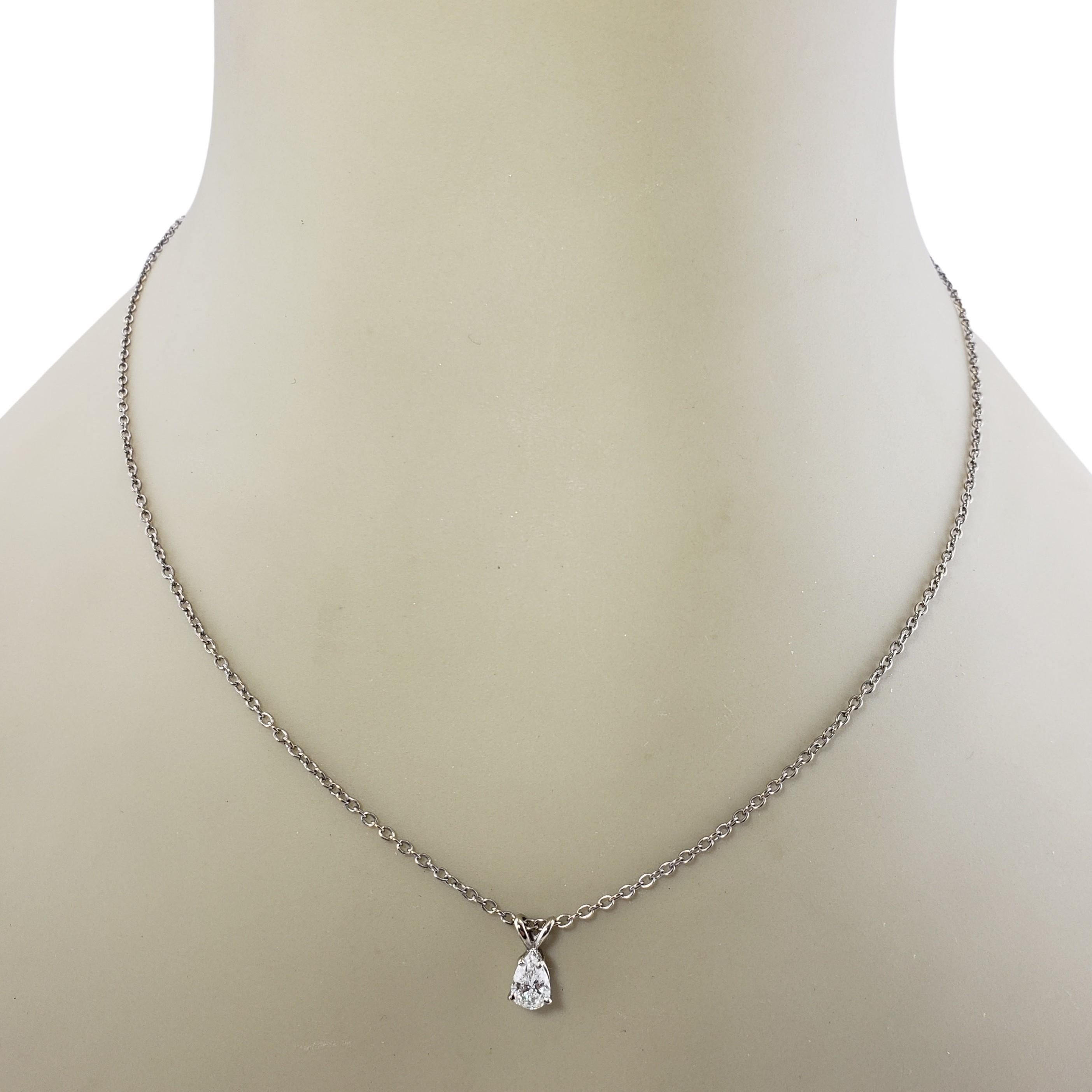 Pear Cut 18 Karat White Gold Pear Diamond Pendant Necklace GIA Certified For Sale