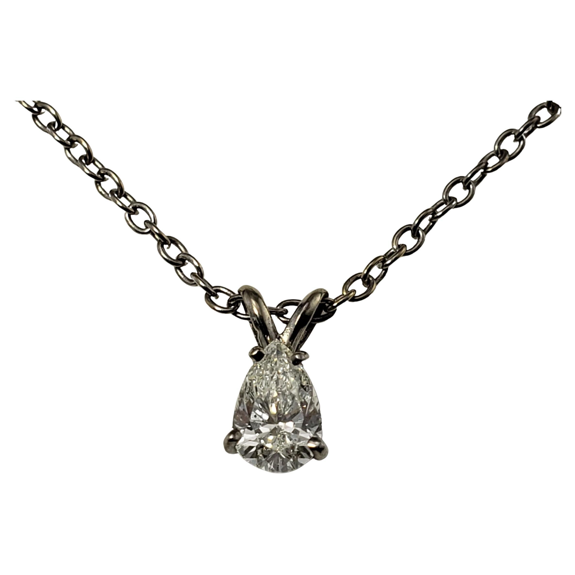 18 Karat White Gold Pear Diamond Pendant Necklace GIA Certified For Sale