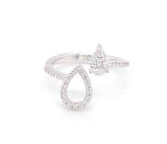 18 Karat White Gold Pear Illusion Diamond Cocktail Ring