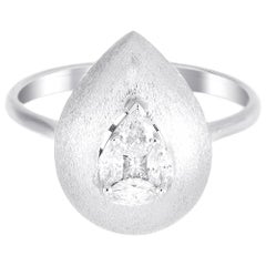 18 Karat White Gold Pear Illusion Diamond Cocktail Ring