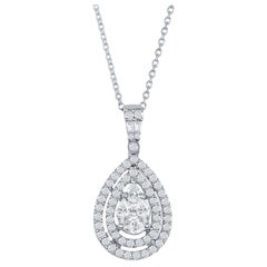 Pendentif en or blanc 18 carats avec diamants en forme de poire