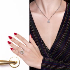 18 Karat White Gold Pear Square Emerald Yellow Colourless Diamond Set