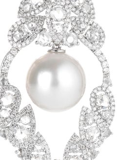 18 Karat White Gold, Pearl and Diamond Charleston Chandelier Earrings