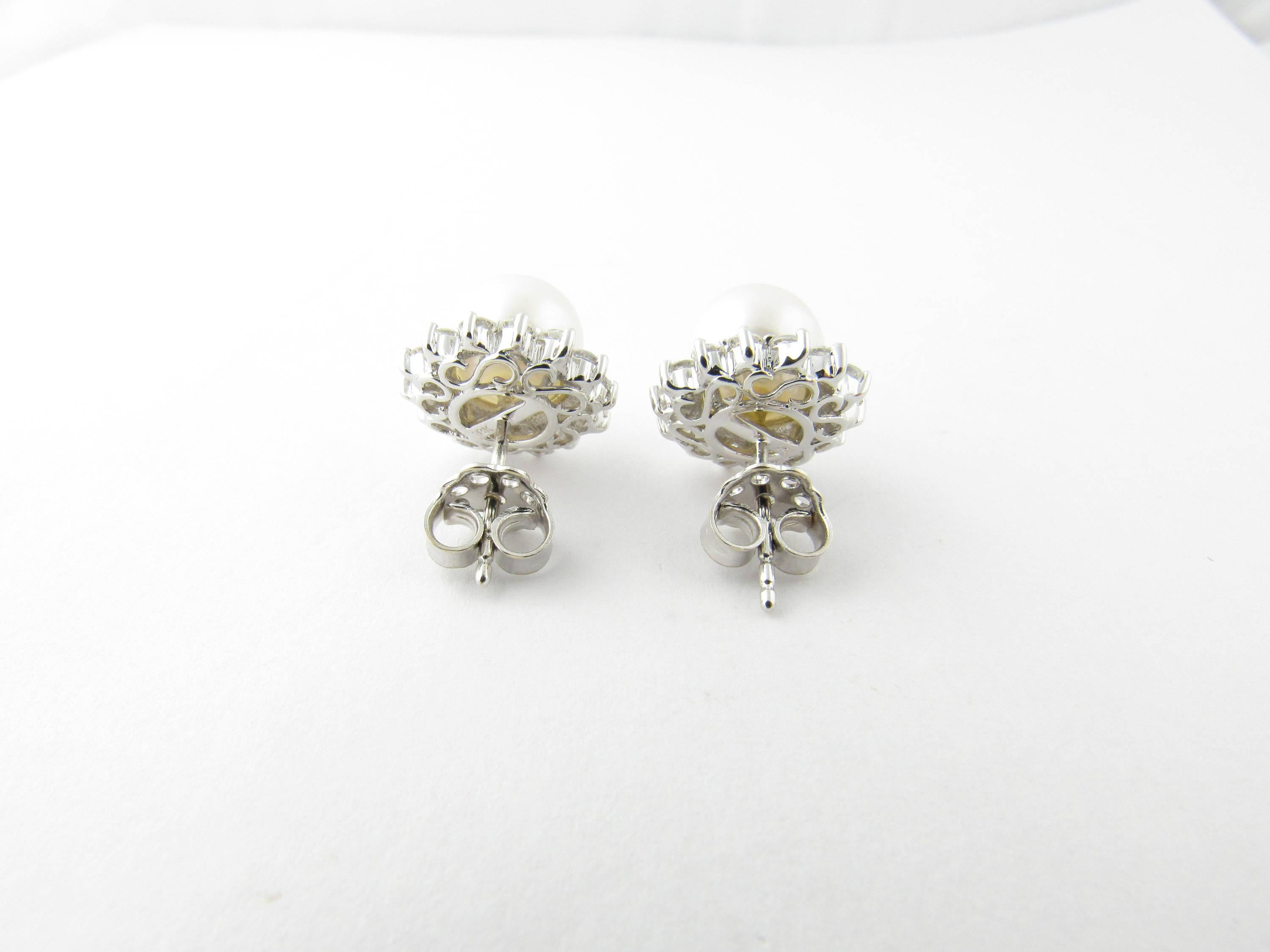 Women's 18 Karat White Gold Pearl and Diamond Earrings