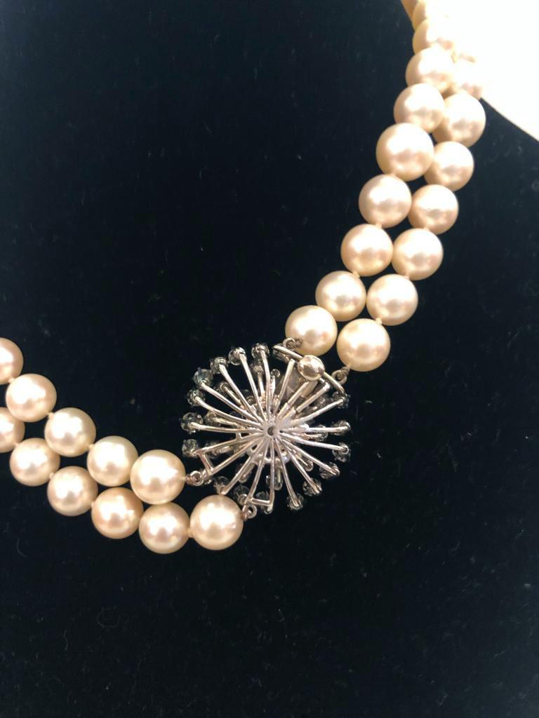 Collier de perles et de diamants en or blanc 18 carats Pour femmes en vente