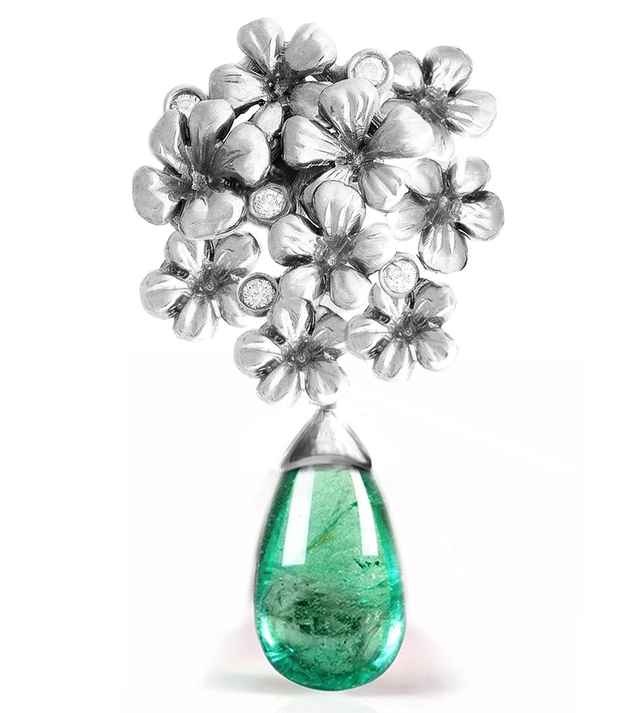 Collana con ciondolo in oro bianco con diamanti e tormalina Paraiba in vendita 3