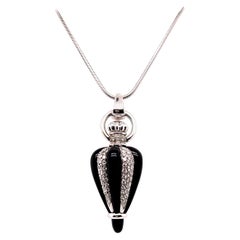 18 Karat White Gold Pendant Necklace with Perfume Stick and Diamonds