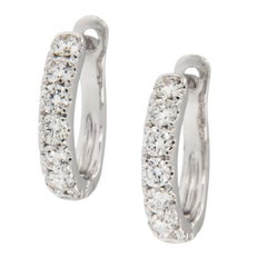 18 Karat White Gold Petite 0.54 Cttw Diamond Hoop Earrings