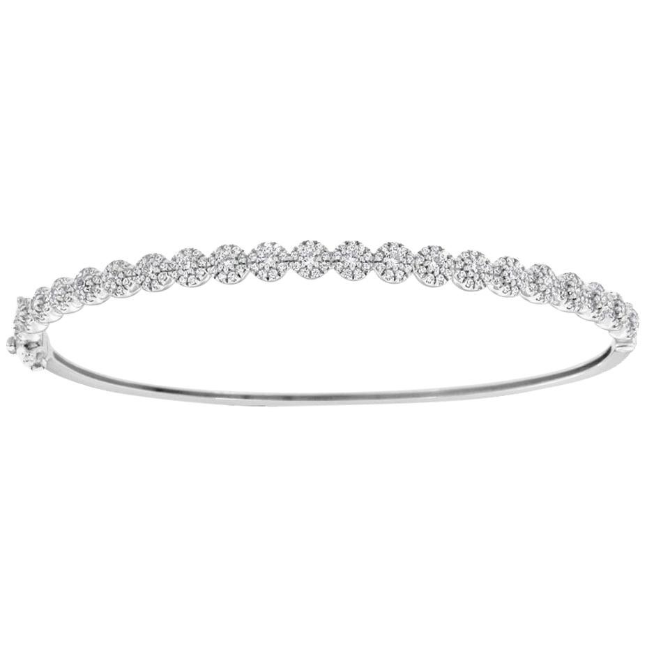 18 Karat White Gold Petite Halo Diamond Bangle '1 Carat'