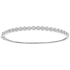 18 Karat White Gold Petite Halo Diamond Bangle '1 Carat'