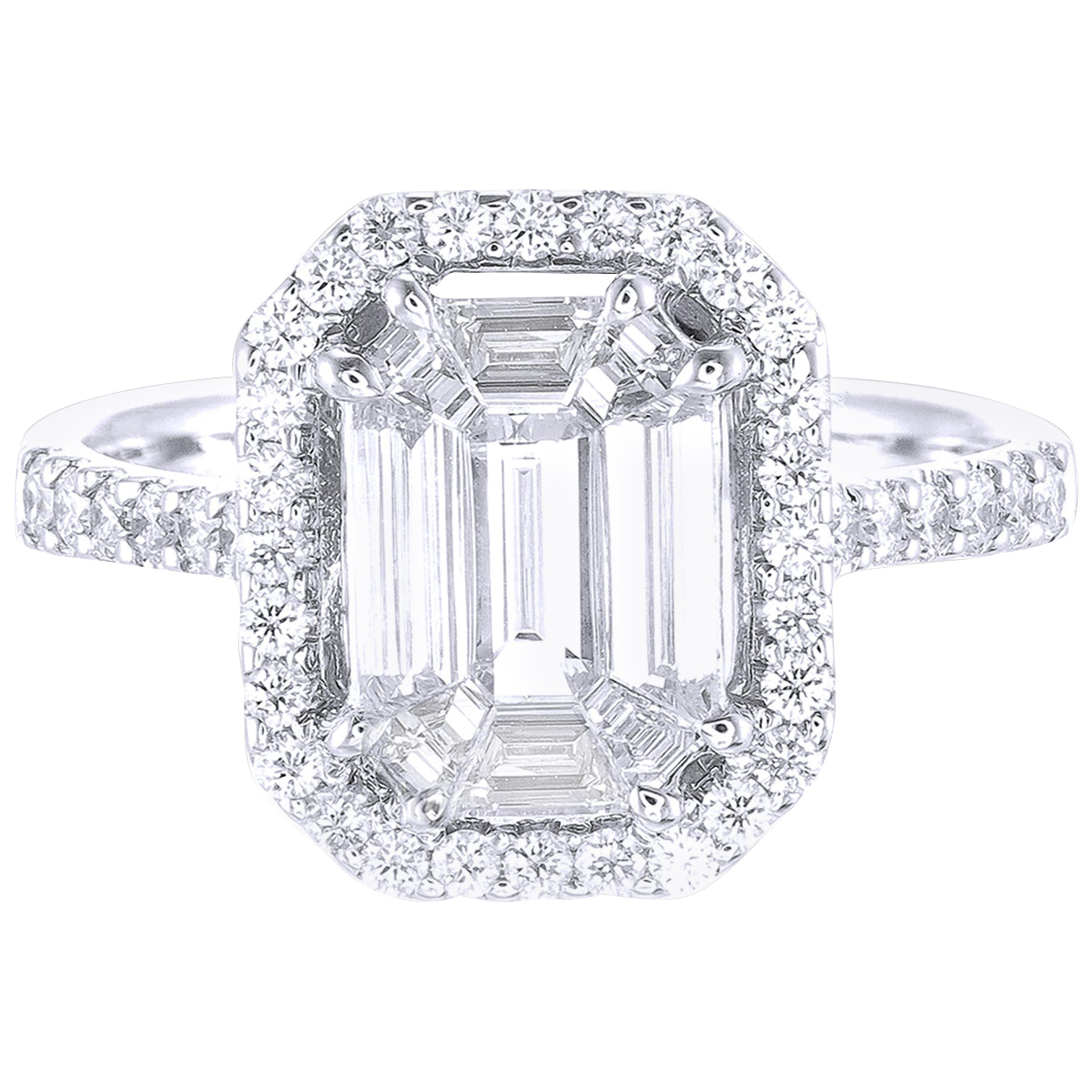 18 Karat White Gold Pie Cut Diamond Engagement Ring For Sale