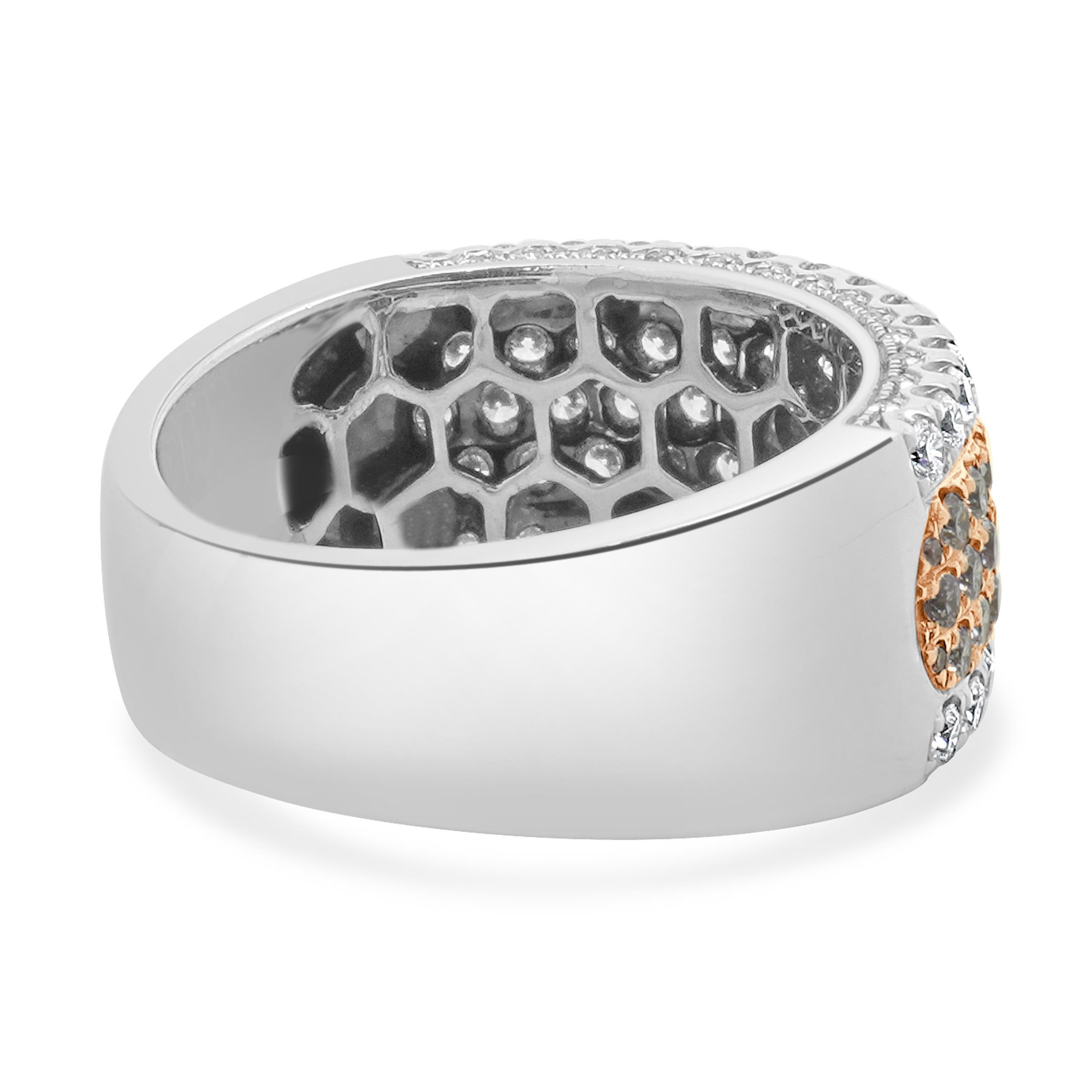 18 Karat White Gold Pink and White Diamond Band In Excellent Condition For Sale In Scottsdale, AZ