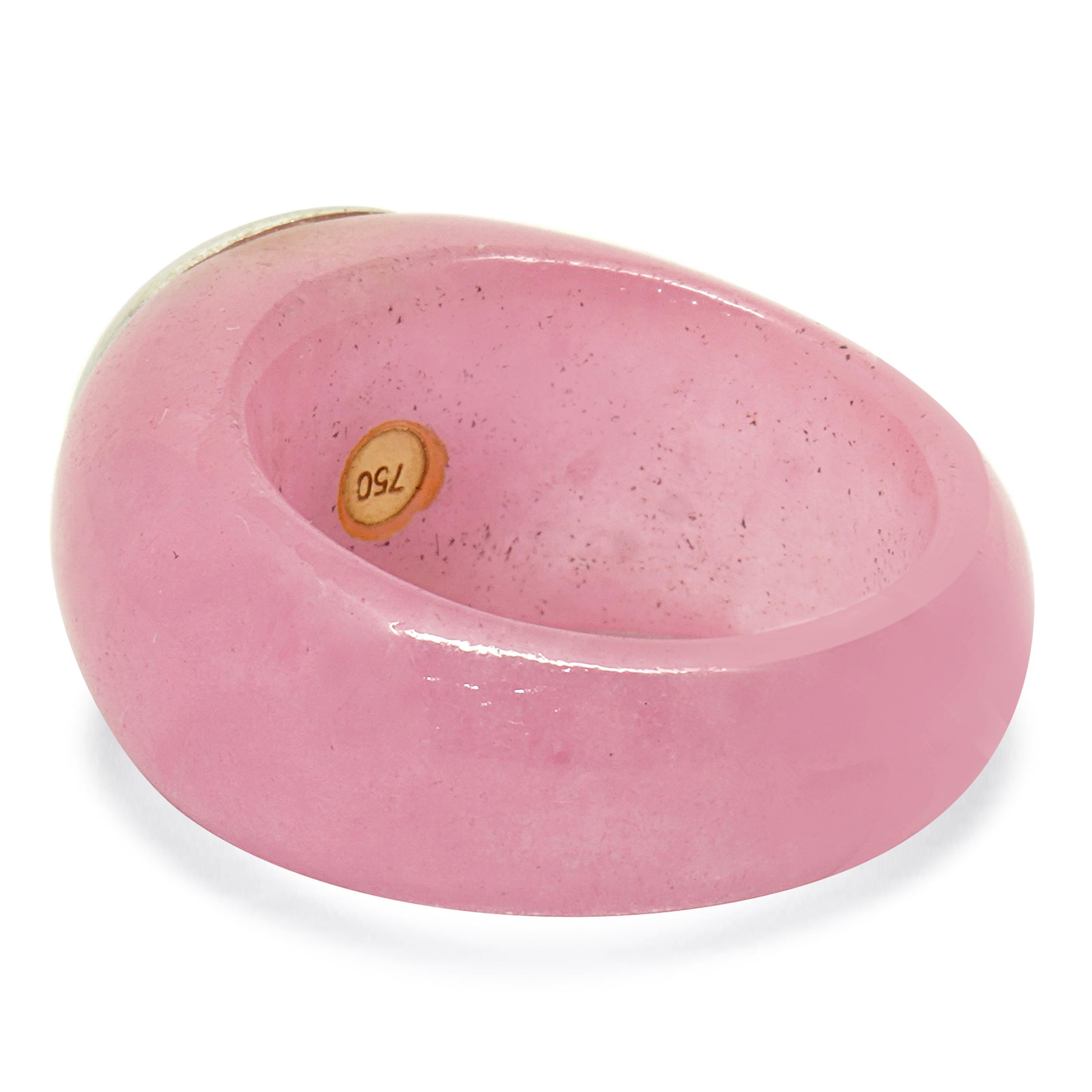 Ring aus 18 Karat Weißgold mit rosa Jadeit und Citrin im Zustand „Hervorragend“ im Angebot in Scottsdale, AZ
