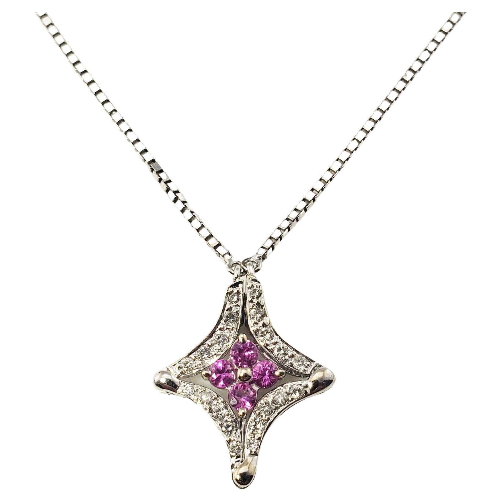 18 Karat White Gold Pink Sapphire and Diamond Magnetic Pendant Necklace