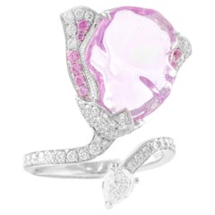 18 Karat White Gold Pink Sapphire and Diamond Ring