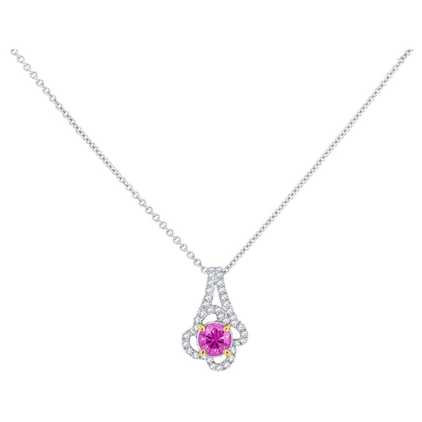 18 Karat White Gold Pink Sapphire and Diamonds Pendant '1/2 Carat' For Sale