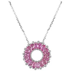 18 Karat White Gold Pink Sapphire Dalia Large Pendant by Niquesa