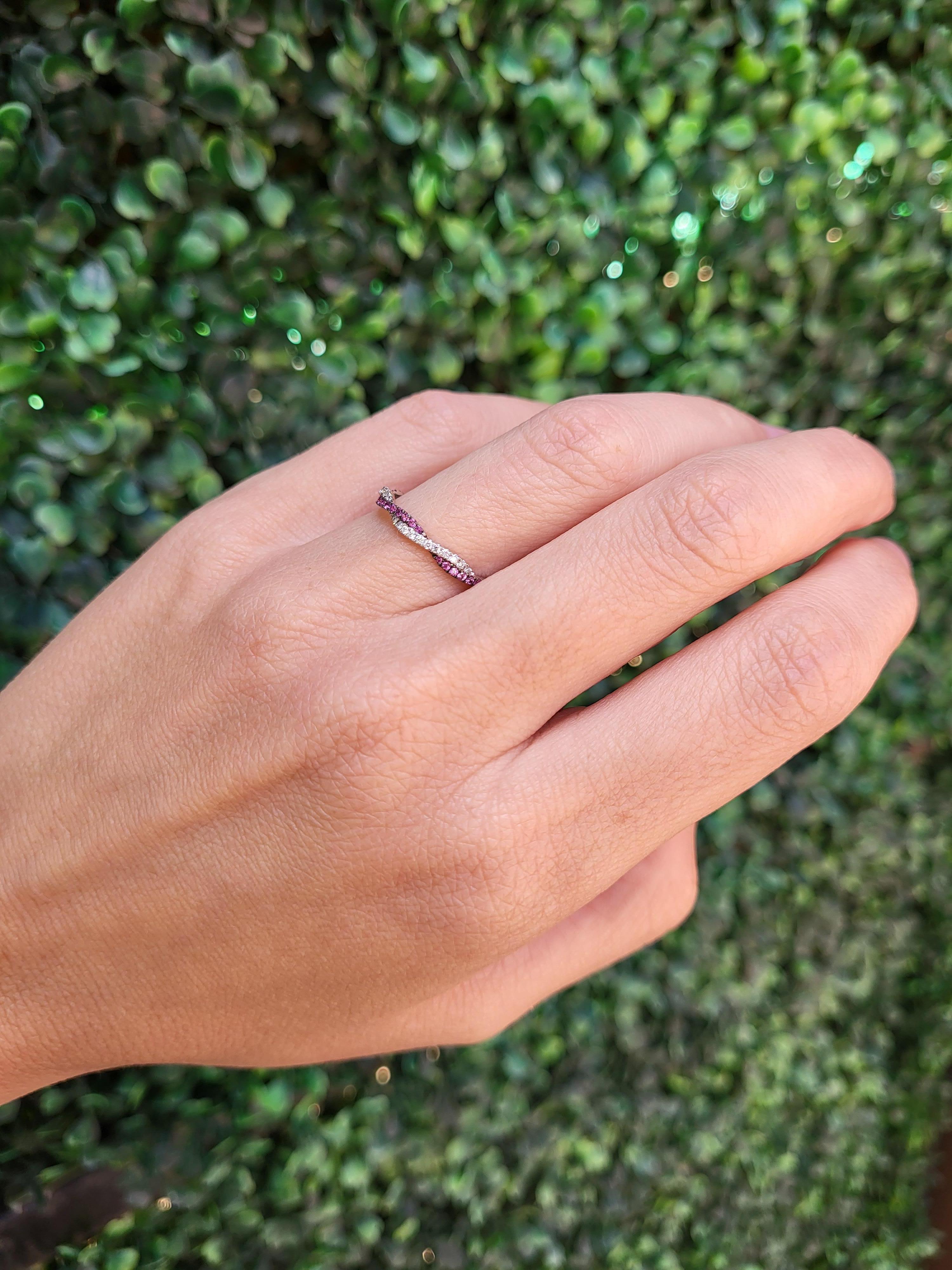 18 Karat Weißgold Rosa Saphir & Diamant Unendlichkeitsring 8