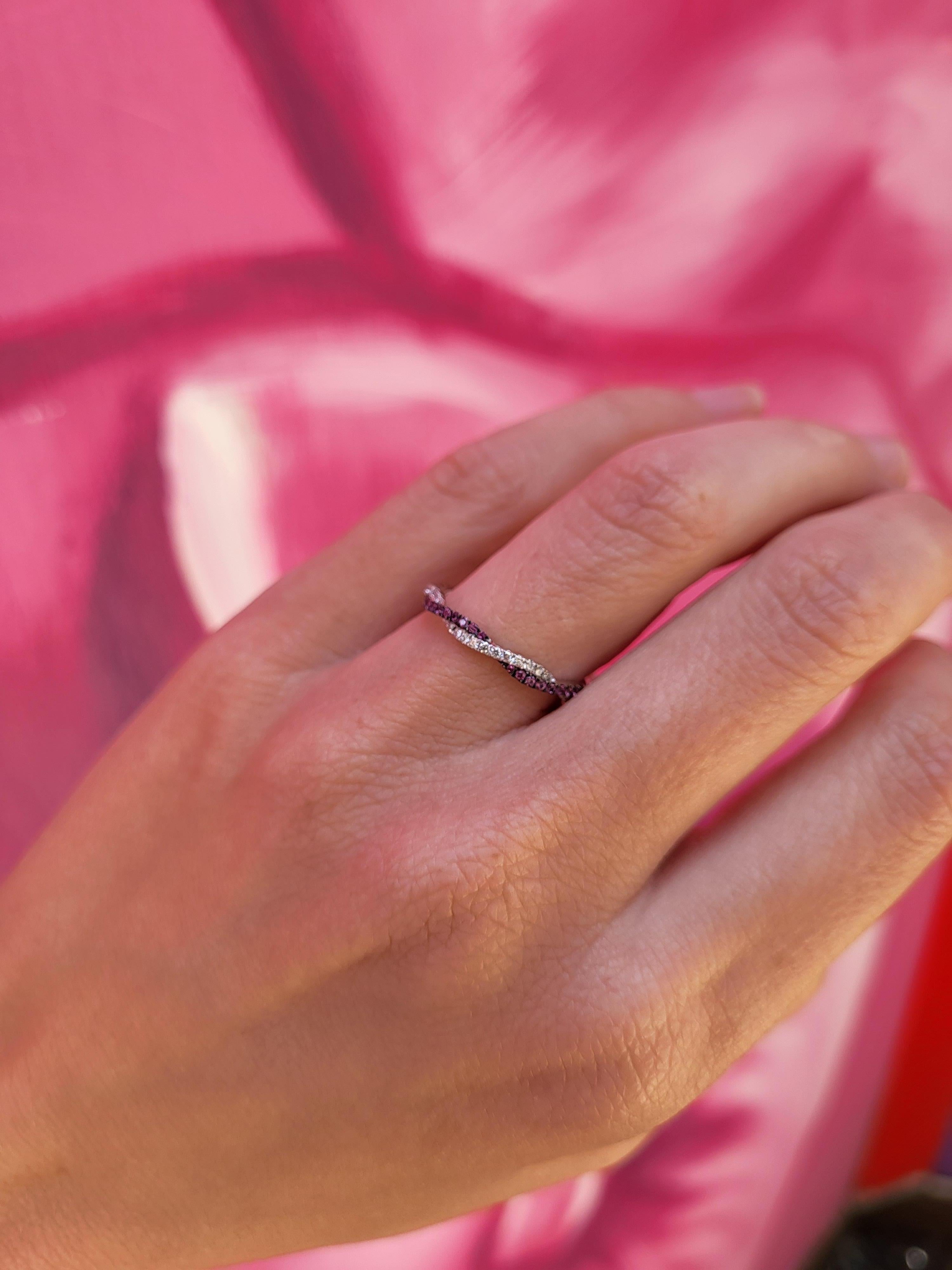18 Karat Weißgold Rosa Saphir & Diamant Unendlichkeitsring 3