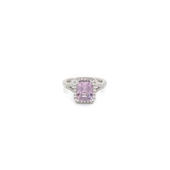 Certified No Heat 18 Karat White Gold Pink Sapphire & Diamond Ring 2.34 Carats