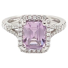 Certified No Heat 18 Karat White Gold Pink Sapphire & Diamond Ring 2.34 Carats