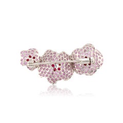 18 Karat White Gold Pink Sapphire Flower Brooch by MOISEIKIN