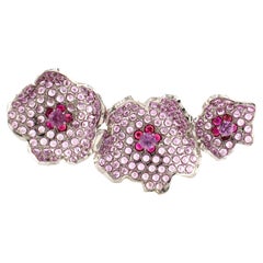 18 Karat White Gold Pink Sapphire Flower Brooch by MOISEIKIN