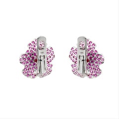 18 Karat White Gold Pink Sapphire Flower Earrings by MOISEIKIN