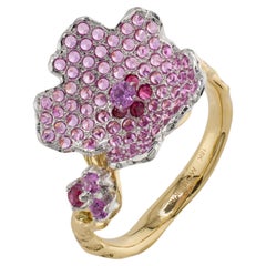 18 Karat White Gold Pink Sapphire Flower Ring by MOISEIKIN