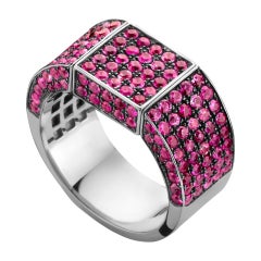 18 Karat White Gold Pink Sapphire Signet Reversible Ring