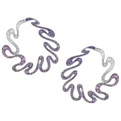 18 Karat White Gold Pink Sapphires and Amethyst Danza Earring by Niquesa 18 Karat White Gold Pink Sapphires and Amethyst Danza Earring by Niquesa