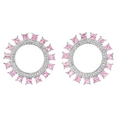 18 Karat White Gold Pink Sun Earrings W-D-PS